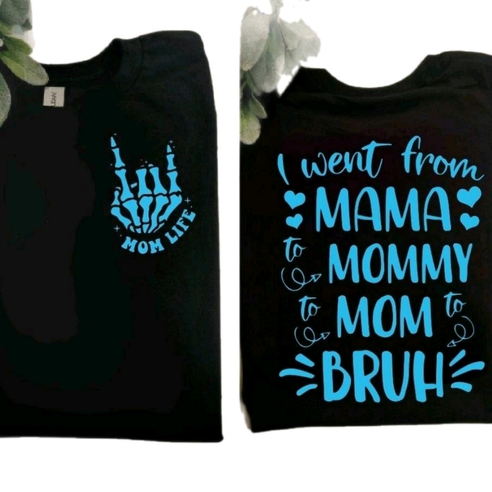 Mama shirt mommy mom bruh humor funny black and blue short sleeve tshirt